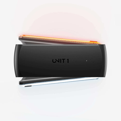 UNIT 1 Smart Light Pro Dual charging case with red and white lights glowing